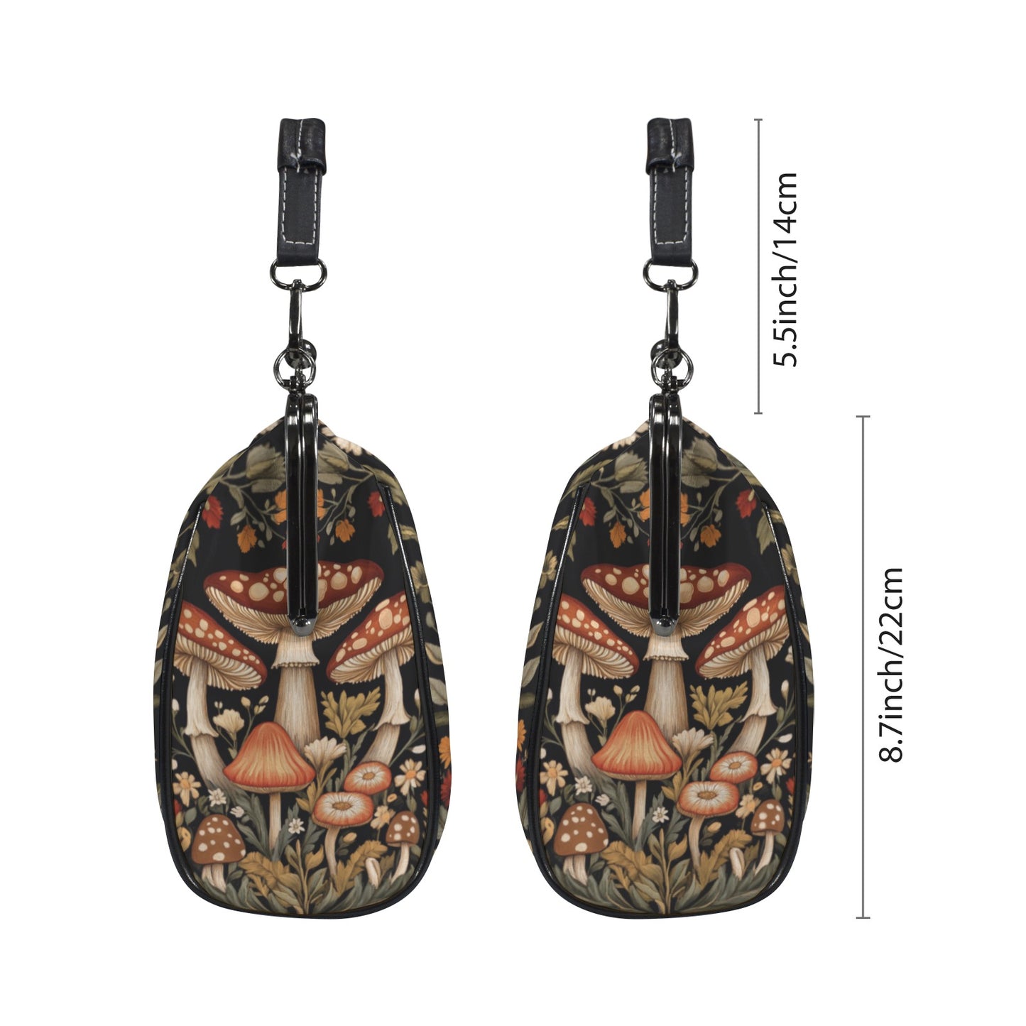 Dark Cottagecore Mushrooms Kisslock Bag