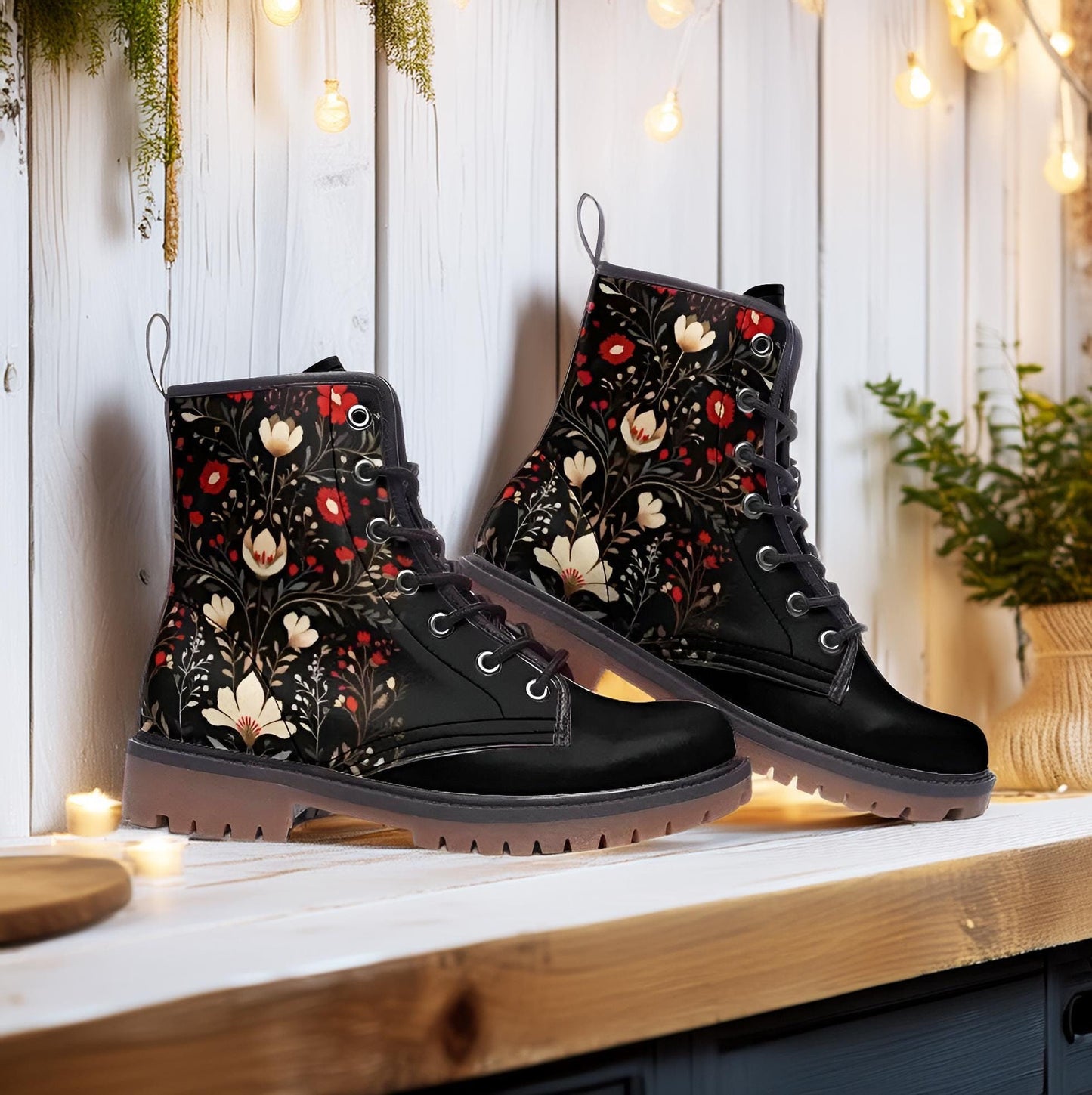 Black and Cream Folk Art Floral
