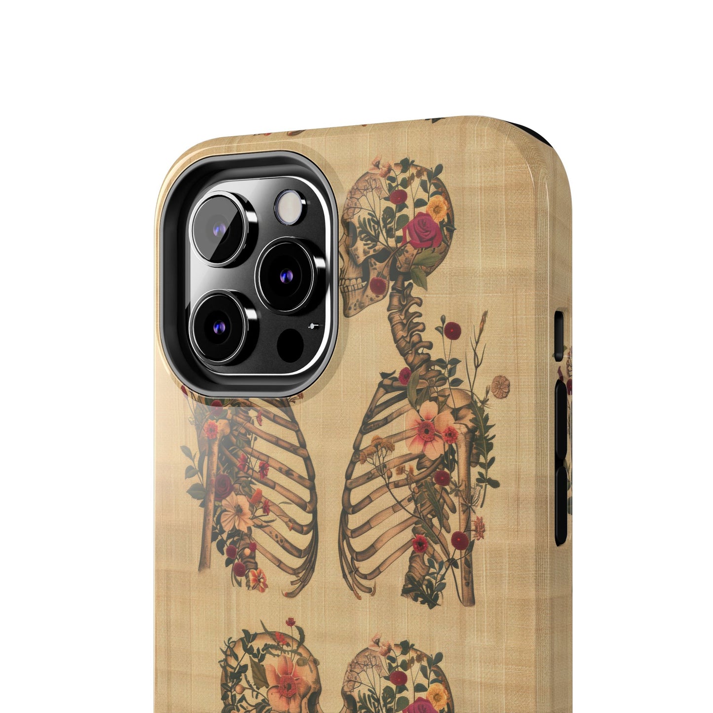 Floral Skeleton Tough Phone Cases, Unique Halloween Accessories, Stylish Gift for Graphic Lovers, Durable and Protective, Boho Chic Design