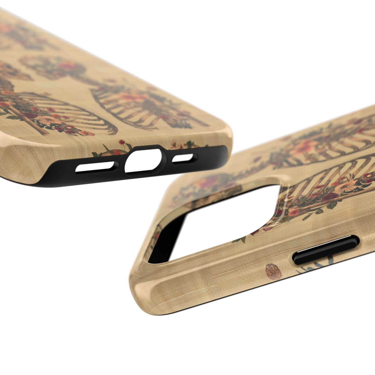 Floral Skeleton Tough Phone Cases, Unique Halloween Accessories, Stylish Gift for Graphic Lovers, Durable and Protective, Boho Chic Design