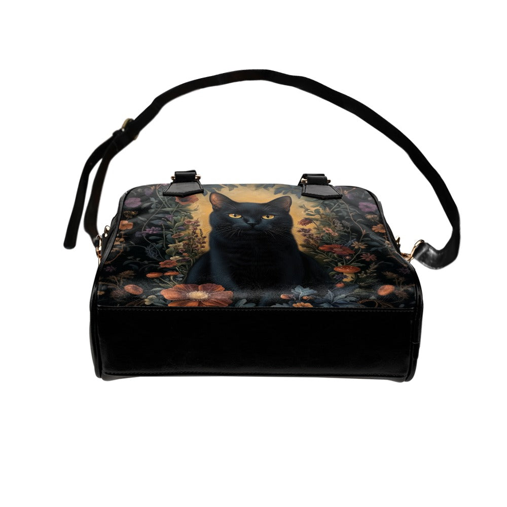 Gothic Black Cat Vegan Leather Bowler