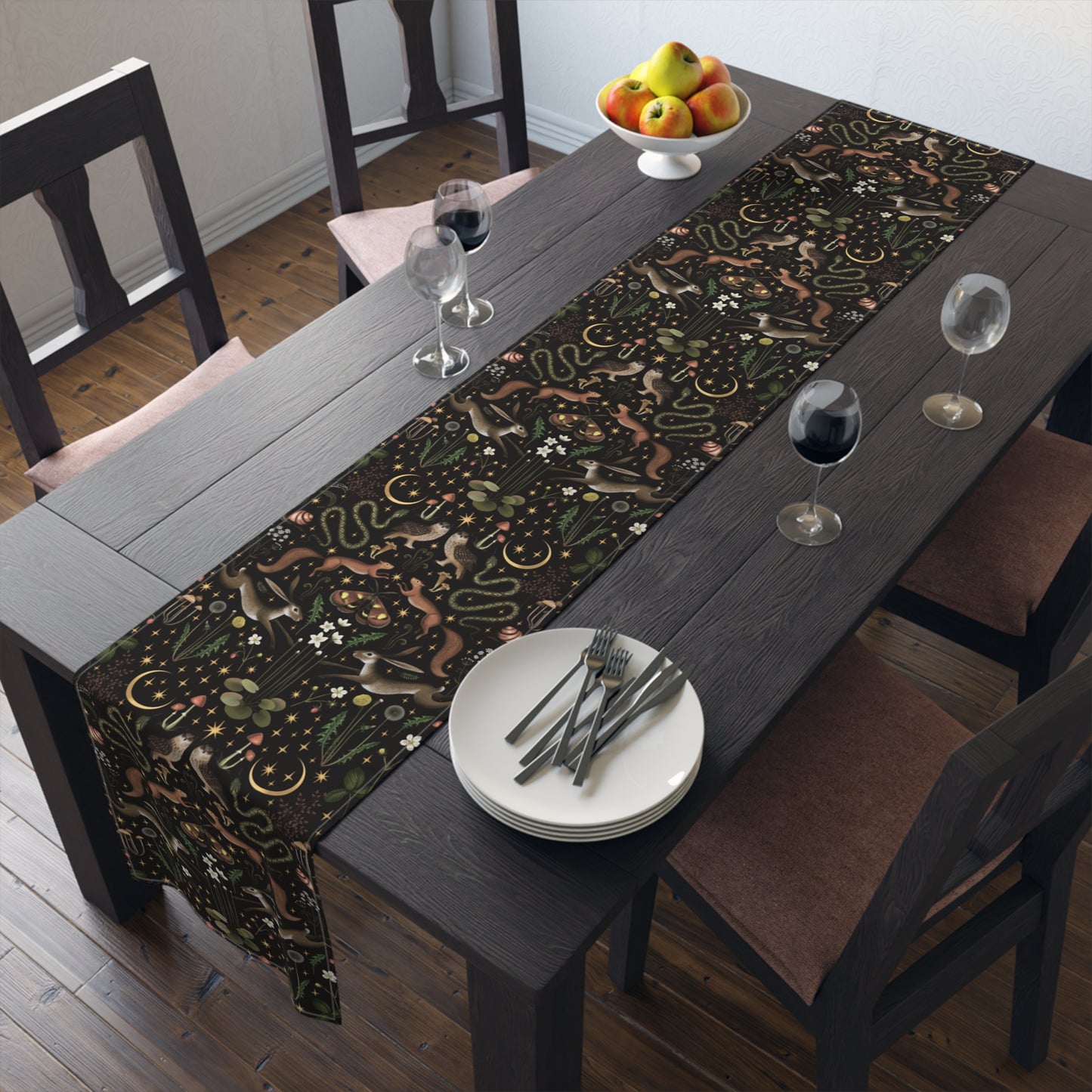Dark Cottagecore Fairy Forest Table Runner