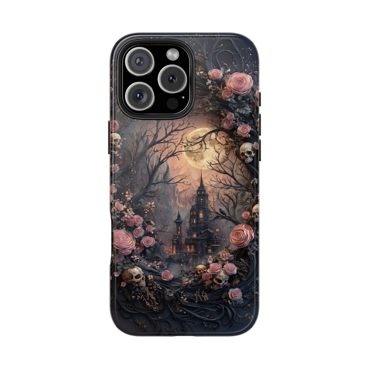 Gothic Castle Roses and Skulls Phone Case