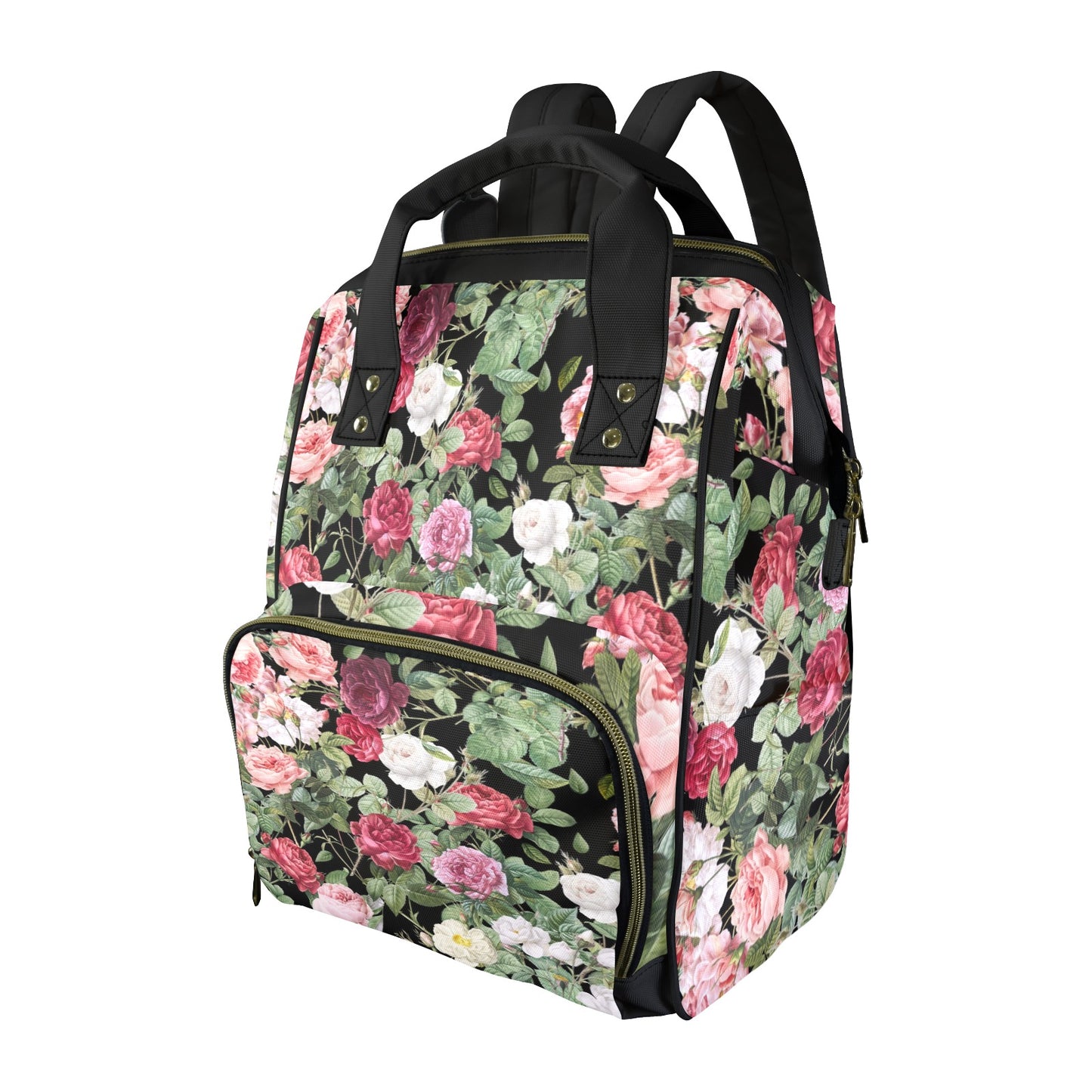 Cottagecore Pink Vintage Roses Diaper Bag Backpack