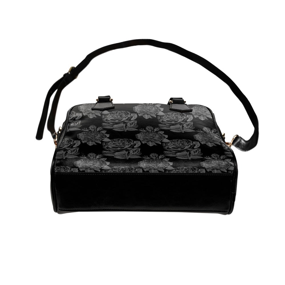 Gothic Black Roses Bowler Handbag