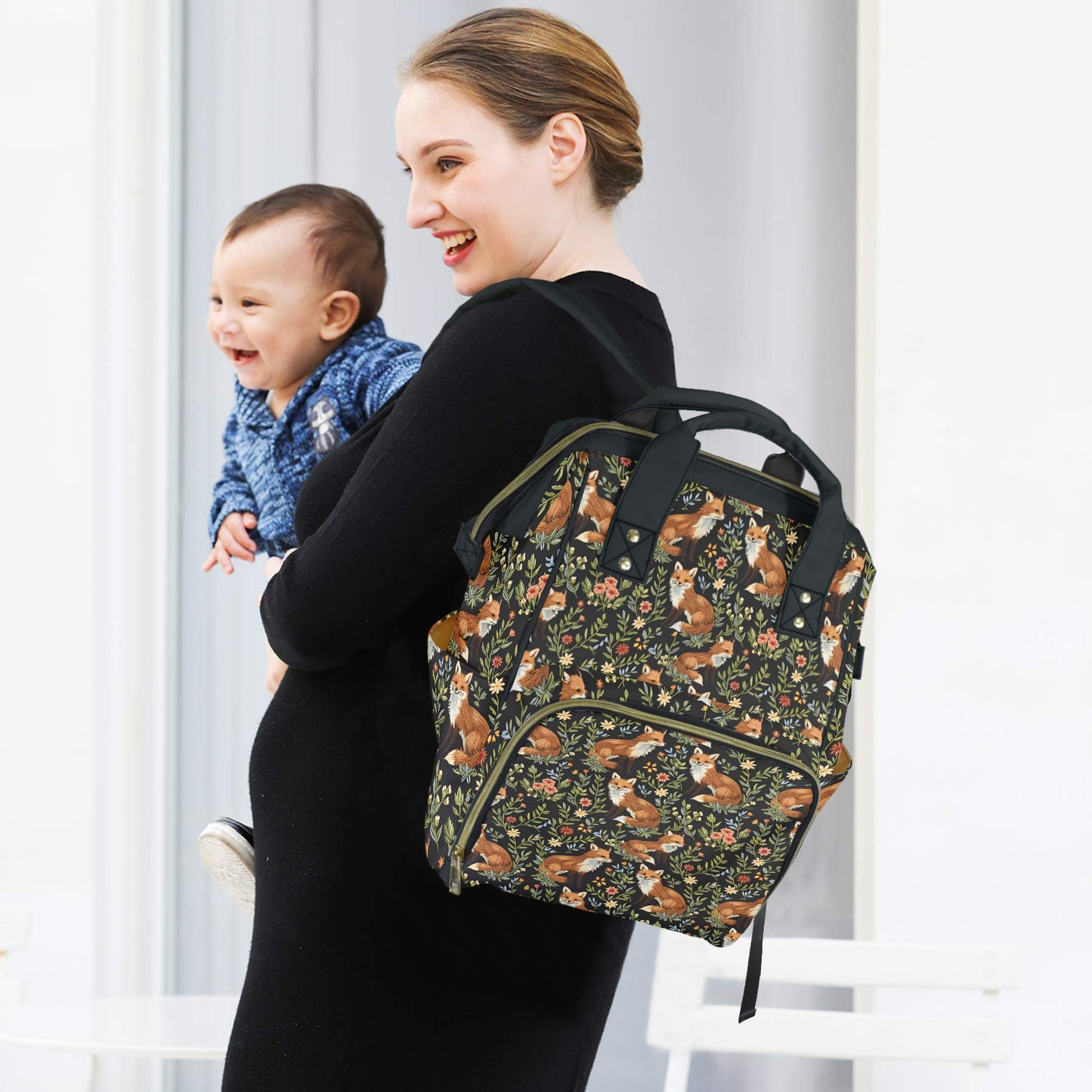 Cottagecore Foxes Multifunctional Mommy Backpack