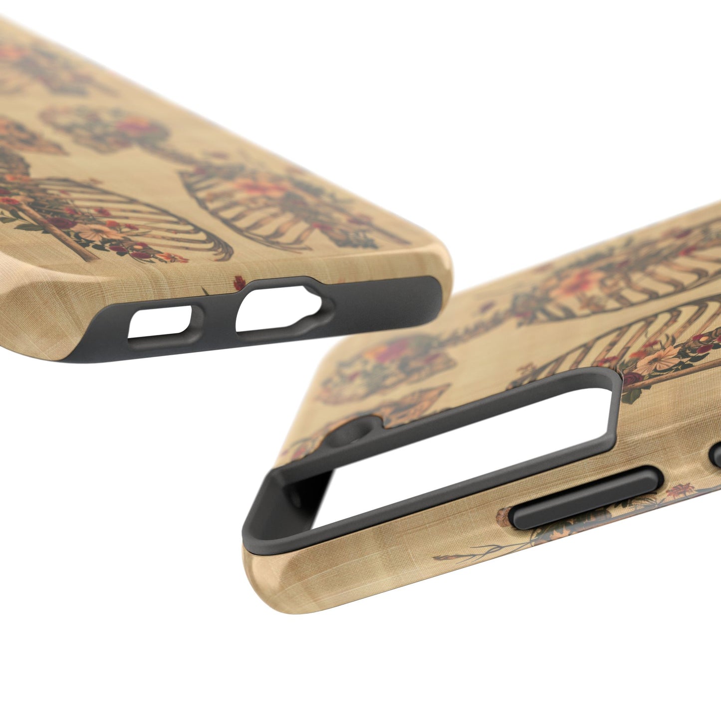 Floral Skeleton Tough Phone Cases, Unique Halloween Accessories, Stylish Gift for Graphic Lovers, Durable and Protective, Boho Chic Design