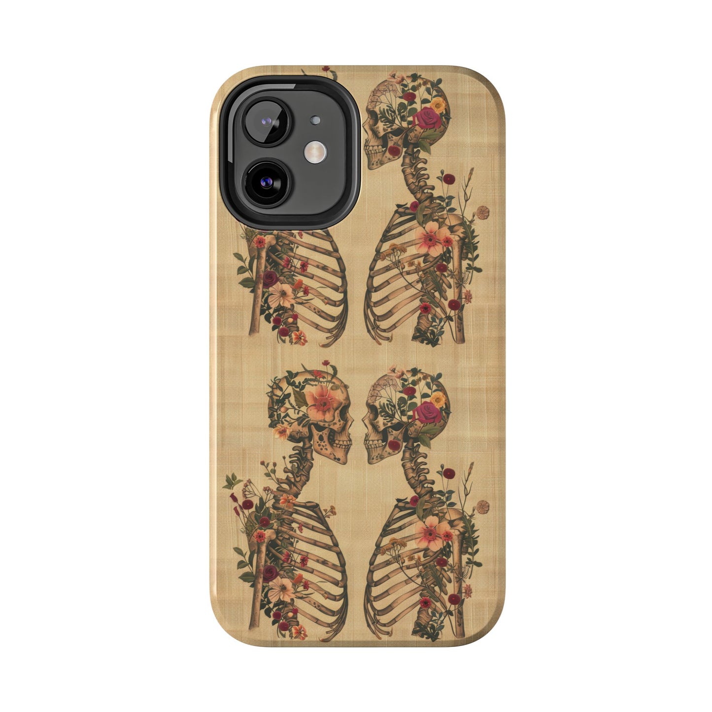 Floral Skeleton Tough Phone Cases, Unique Halloween Accessories, Stylish Gift for Graphic Lovers, Durable and Protective, Boho Chic Design