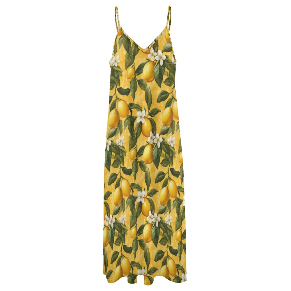 Boho Lemon Blossoms Maxi Dress