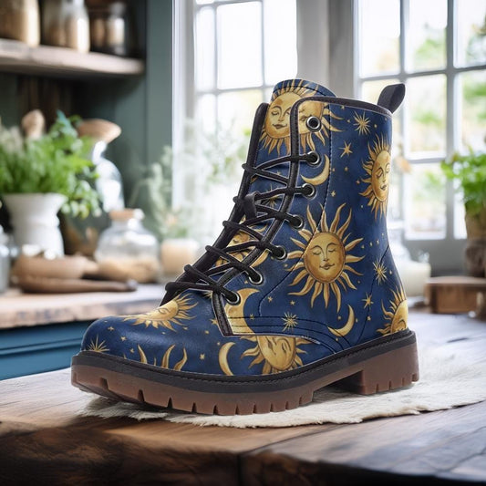 Celestial Sun & Moon Vegan Boots