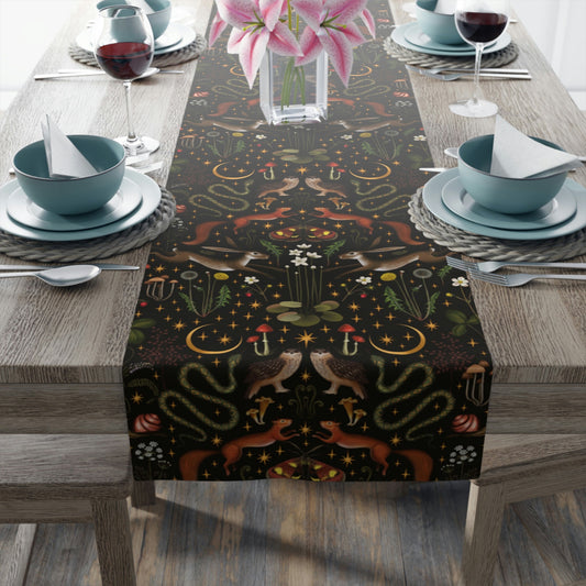 Dark Cottagecore Fairy Forest Table Runner