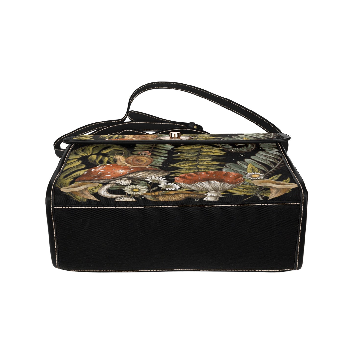 Dark Forest Ferns & Mushrooms Satchel Bag