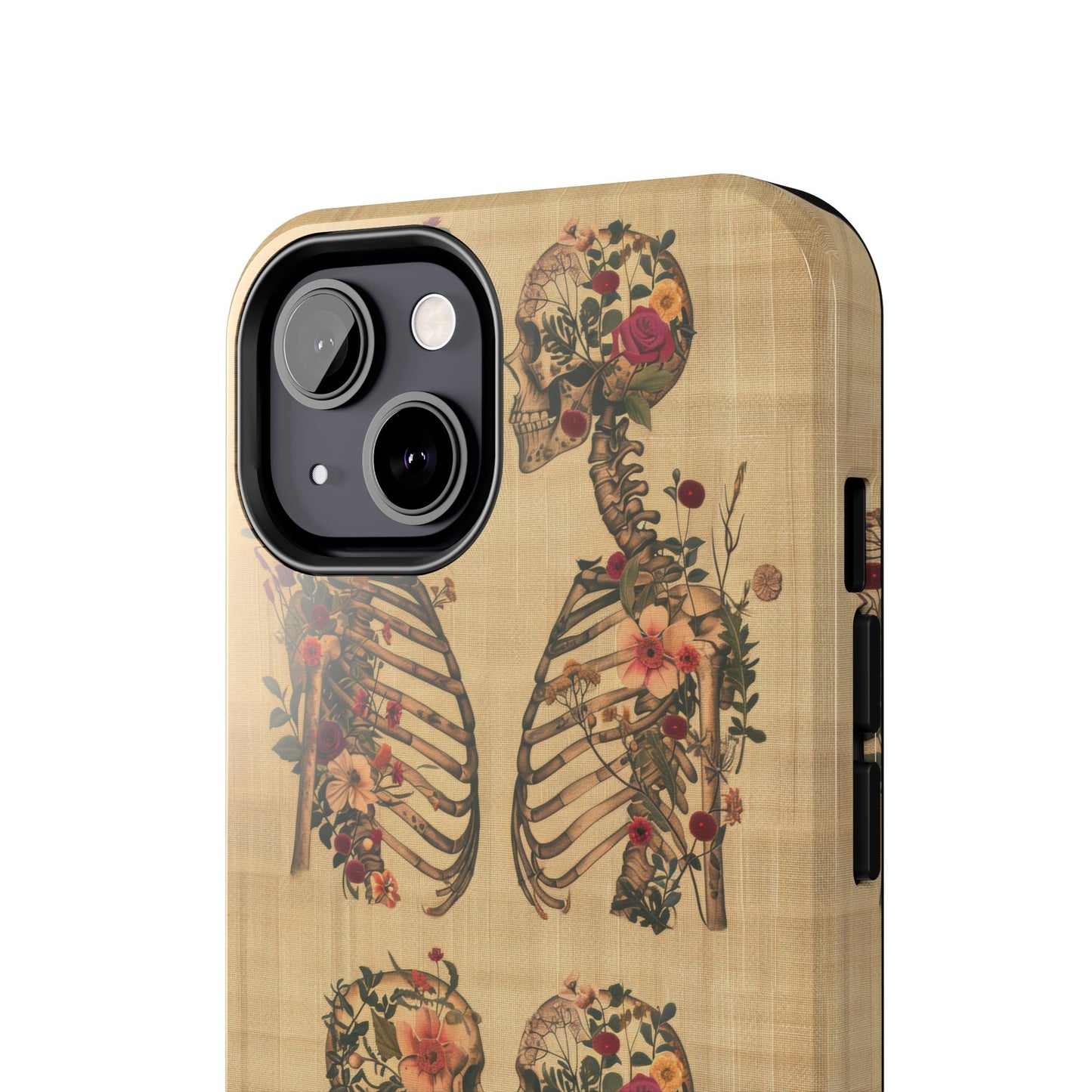 Floral Skeleton Tough Phone Cases, Unique Halloween Accessories, Stylish Gift for Graphic Lovers, Durable and Protective, Boho Chic Design