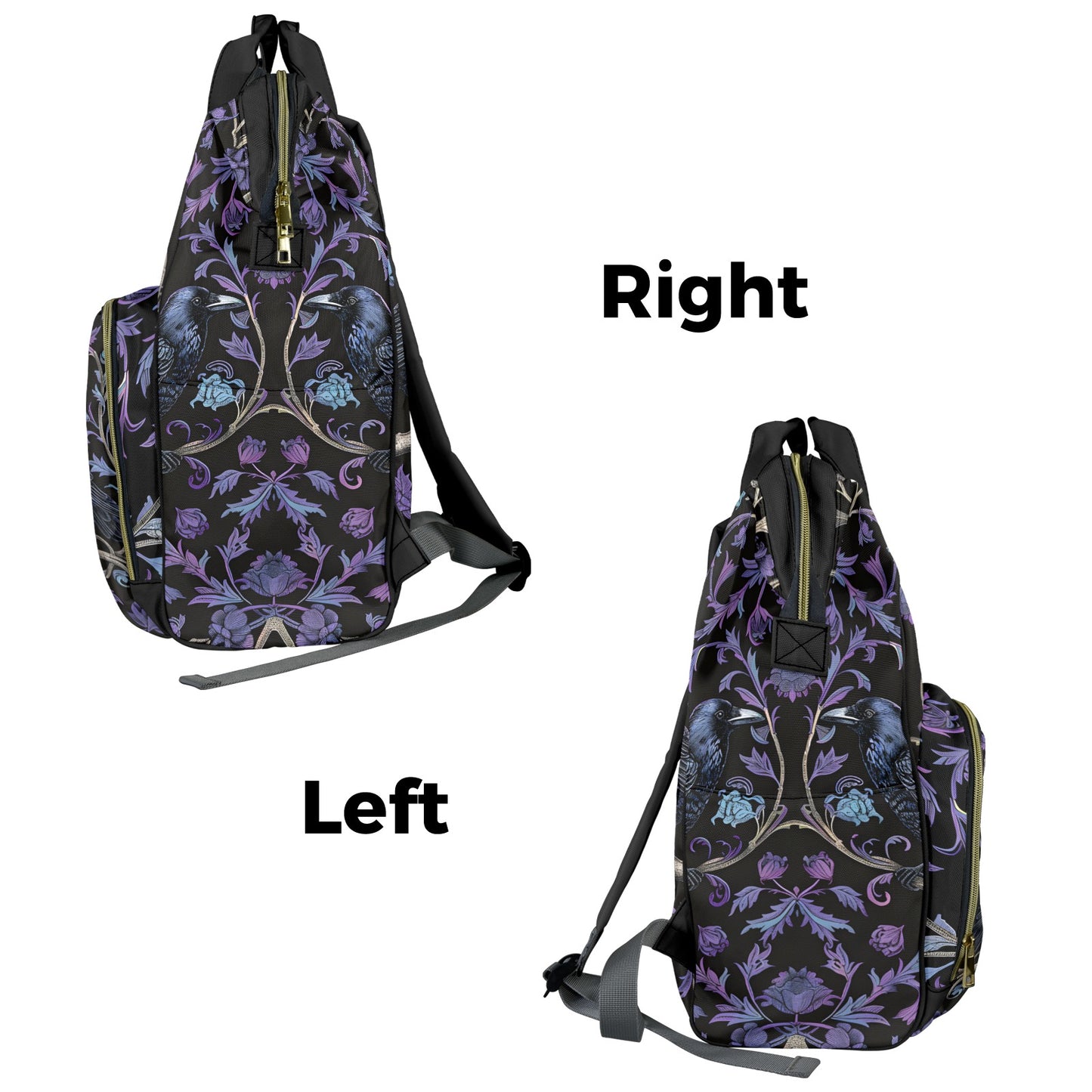Gothic Violet Ravens Multifunctional Diaper Backpack