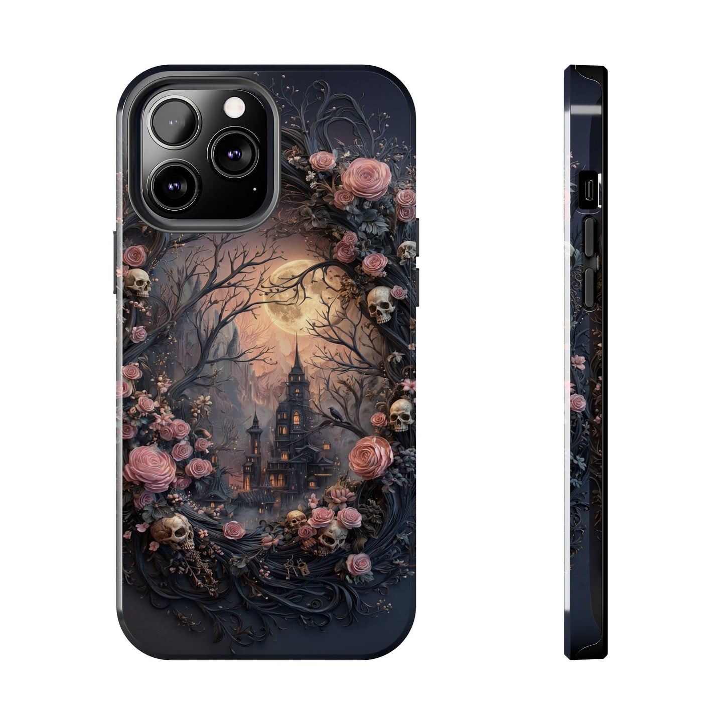 Gothic Castle Roses and Skulls Phone Case