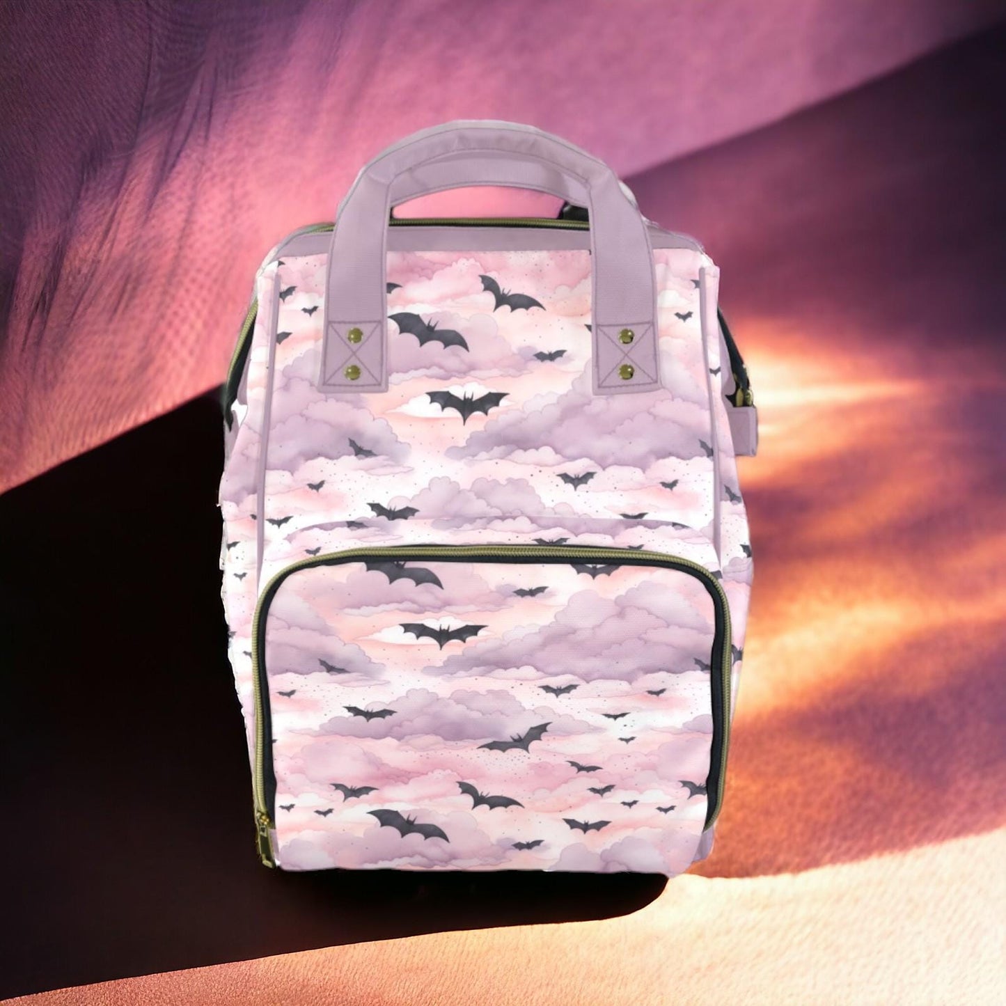 Pastel Witch Pink Bats & Clouds Diaper Backpack