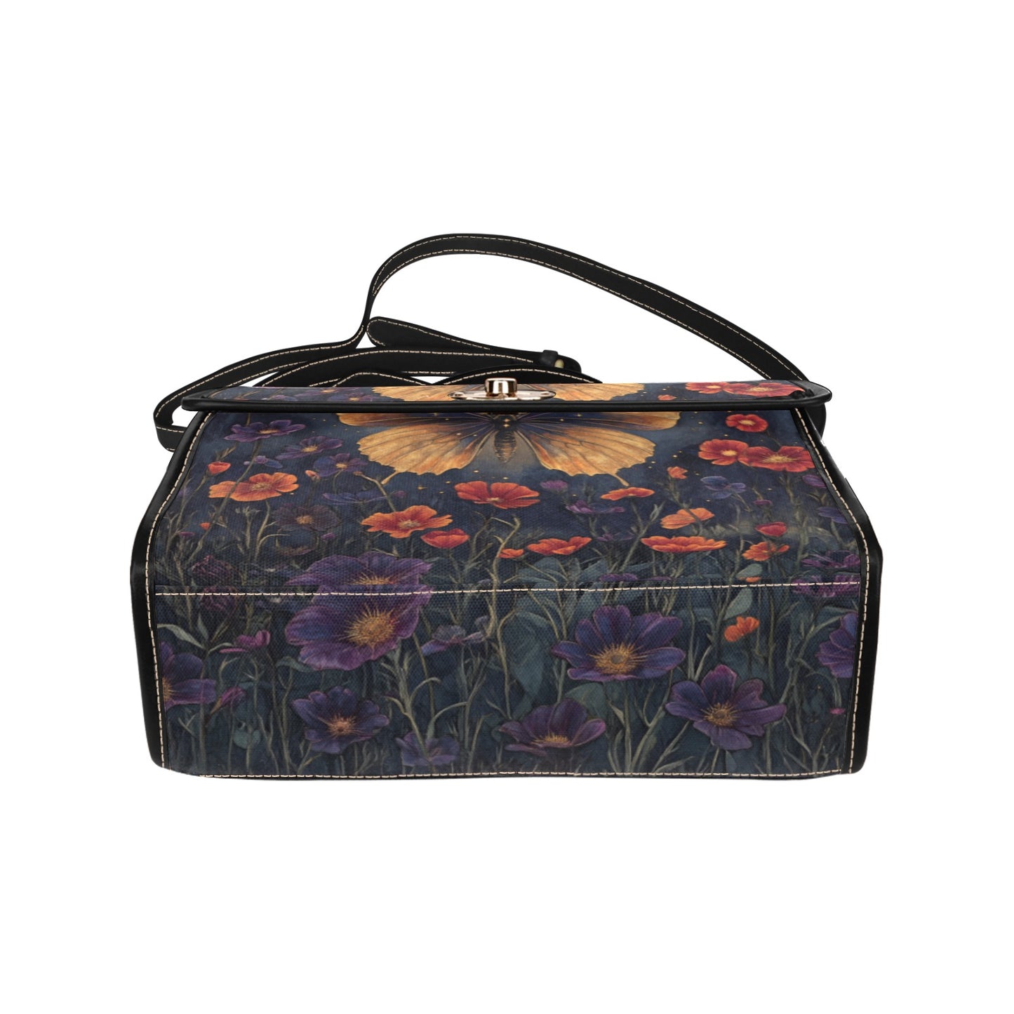 Dark Celestial Witchy Butterfly Moon Flowers Satchel