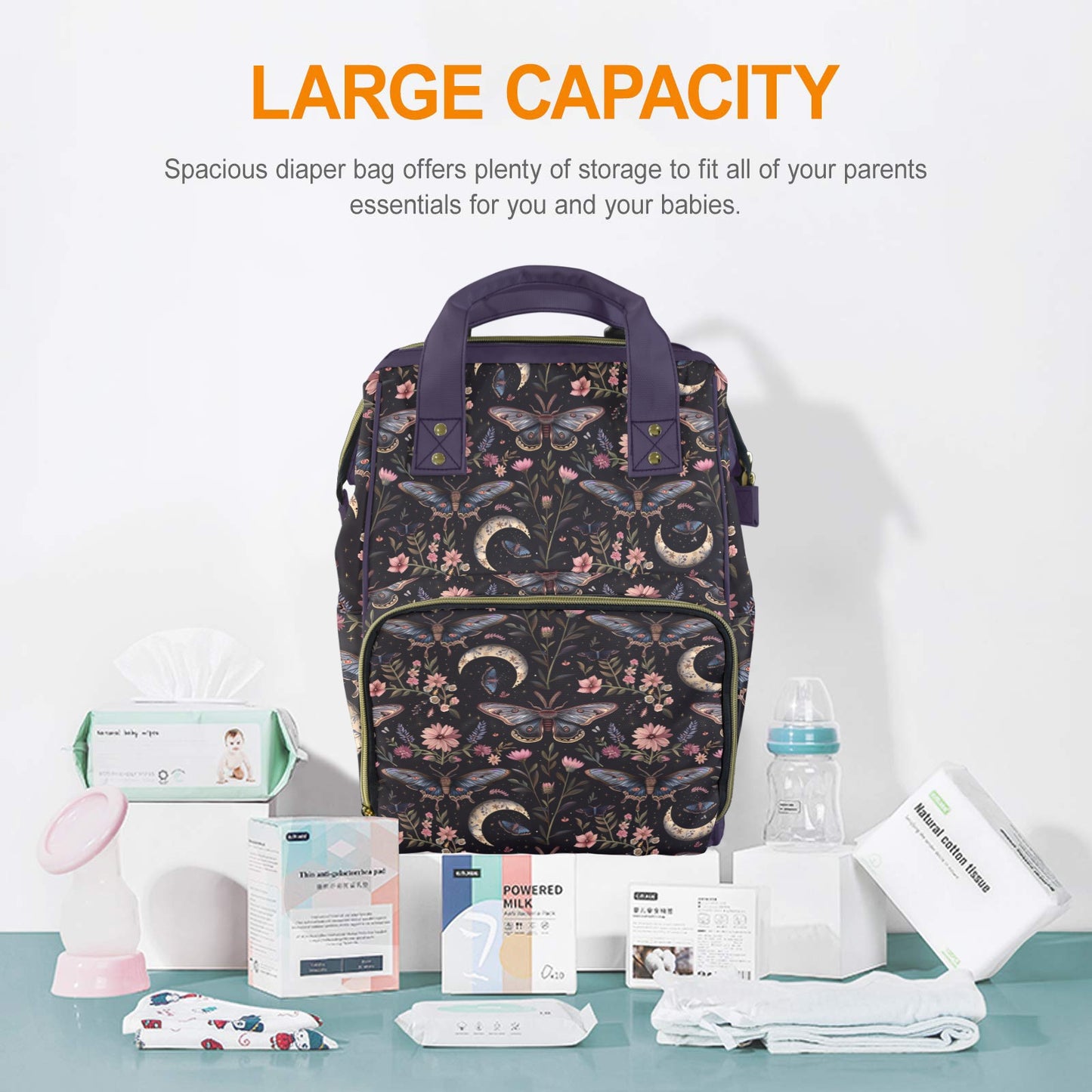 Night Garden Butterflies Moons Diaper Backpack