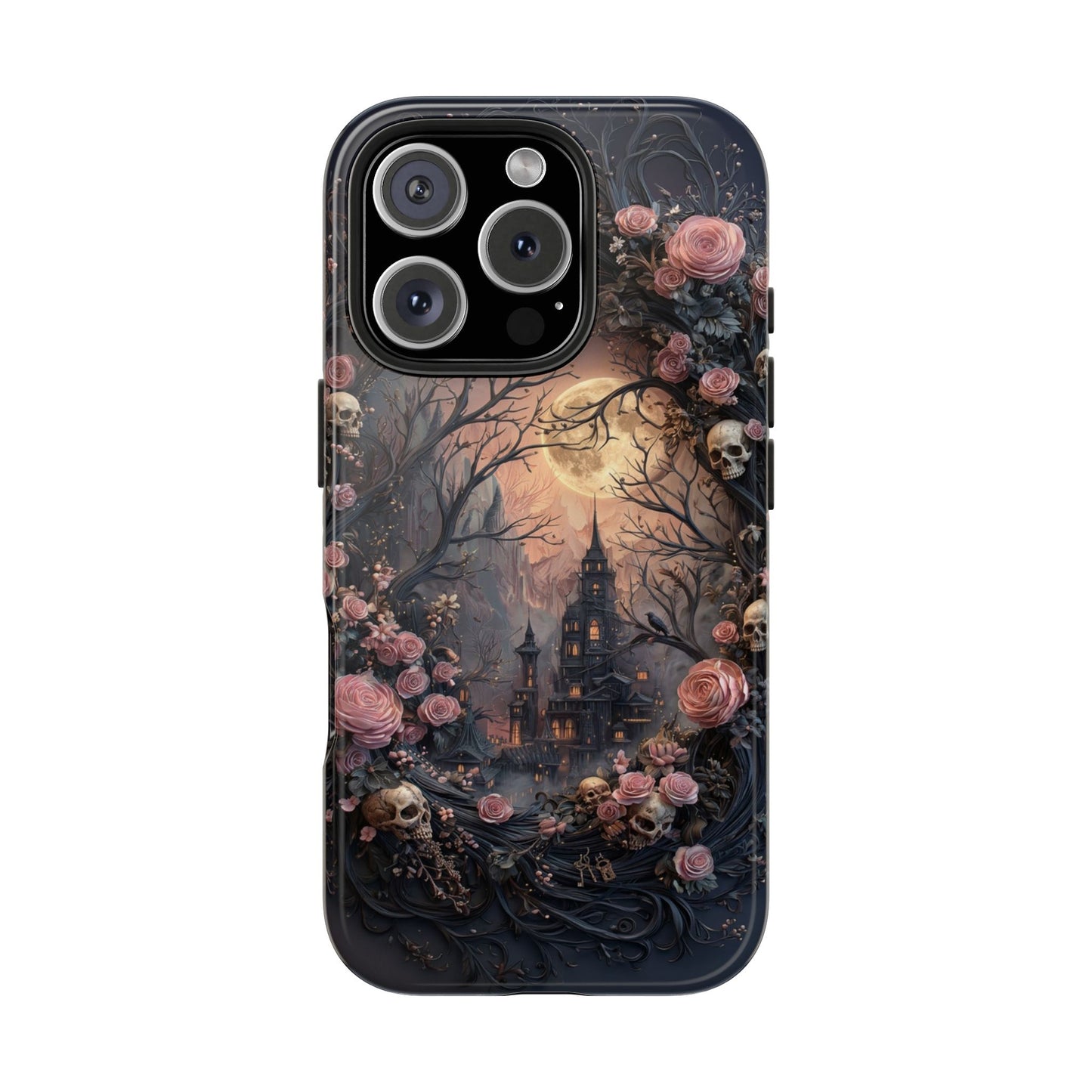 Gothic Castle Roses and Skulls Phone Case