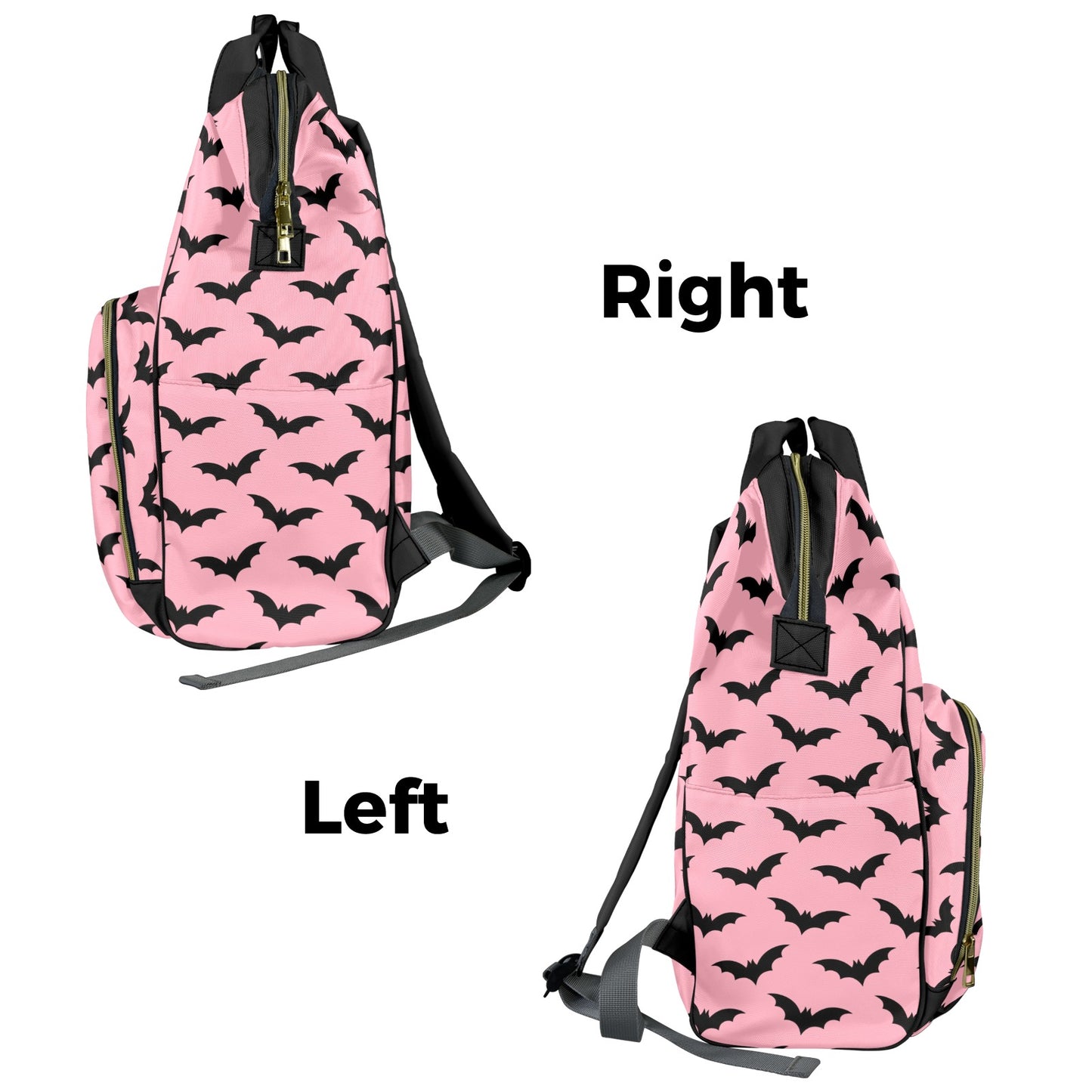 Black Bats on Pink Pastel Goth Diaper Bag