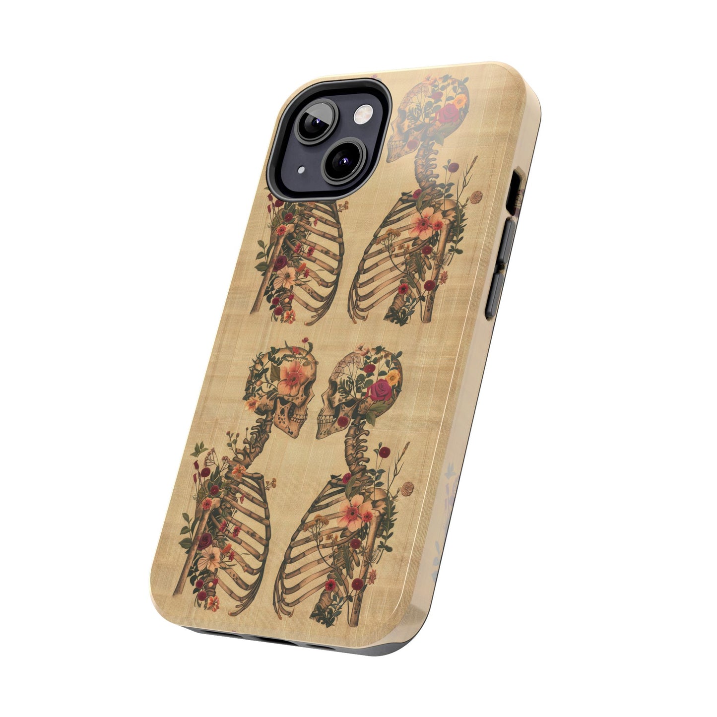 Floral Skeleton Tough Phone Cases, Unique Halloween Accessories, Stylish Gift for Graphic Lovers, Durable and Protective, Boho Chic Design