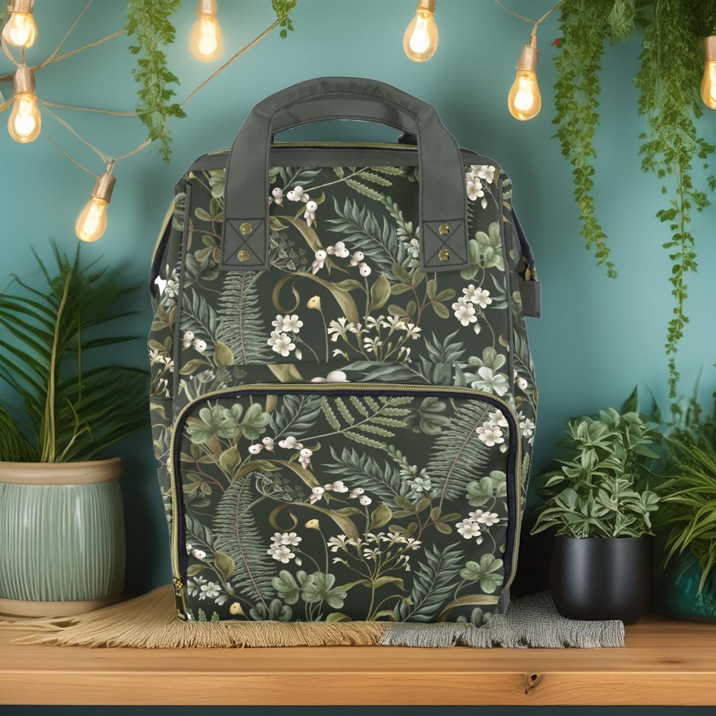 Botanical Forest Ferns & Flowers Diaper Backpack