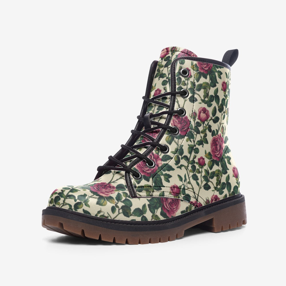 Vintage Rose Vegan Combat Boots