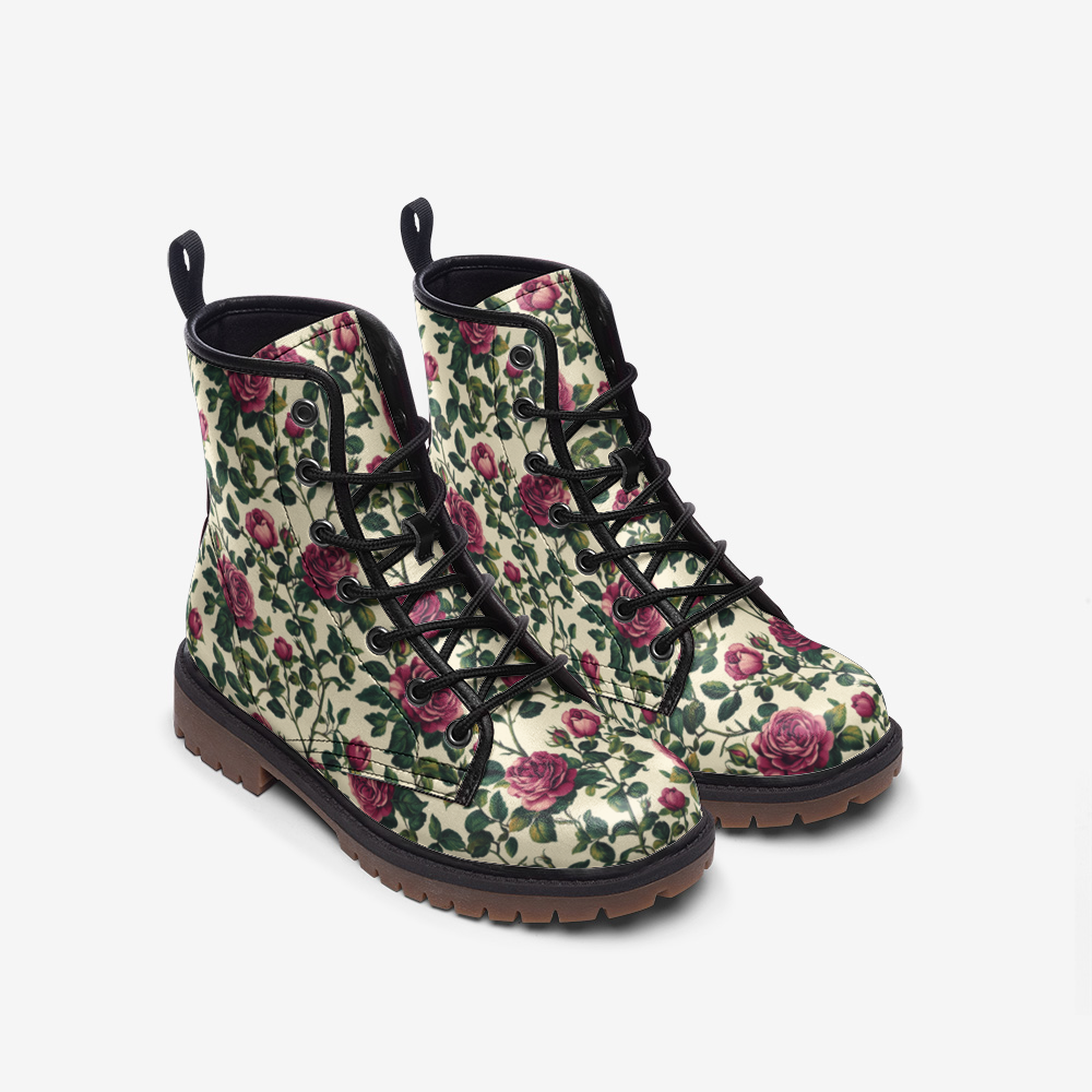 Vintage Rose Vegan Combat Boots