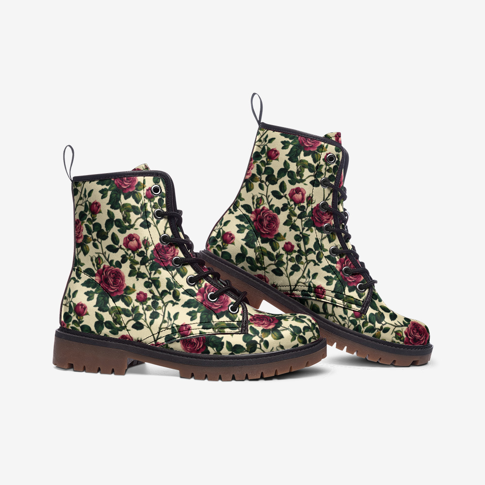 Vintage Rose Vegan Combat Boots