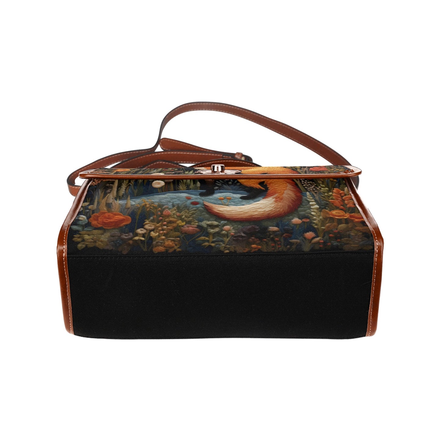 Faux-Embroidered Fox Floral Satchel & Wallet Set
