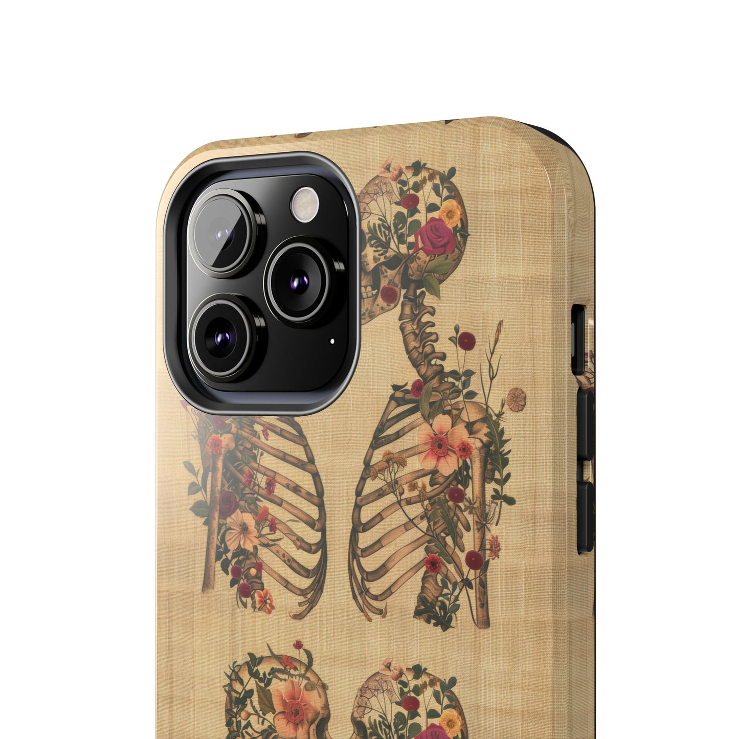Floral Skeleton Tough Phone Cases, Unique Halloween Accessories, Stylish Gift for Graphic Lovers, Durable and Protective, Boho Chic Design