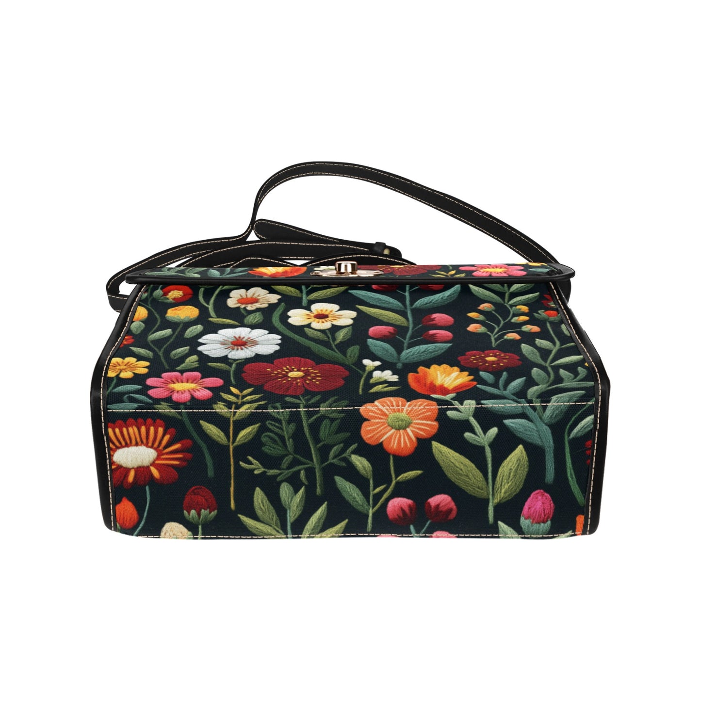 Boho FAUX-Embroidery Folk  Garden Satchel Bag