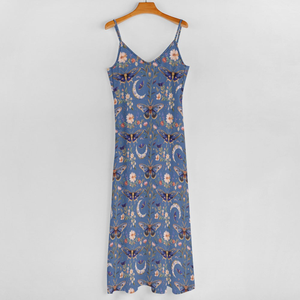 Blue Celestial Moths & Moons Maxi Dress