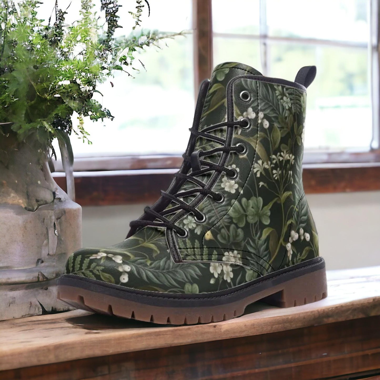 Dark Lush Botanical Vegan Combat Boots
