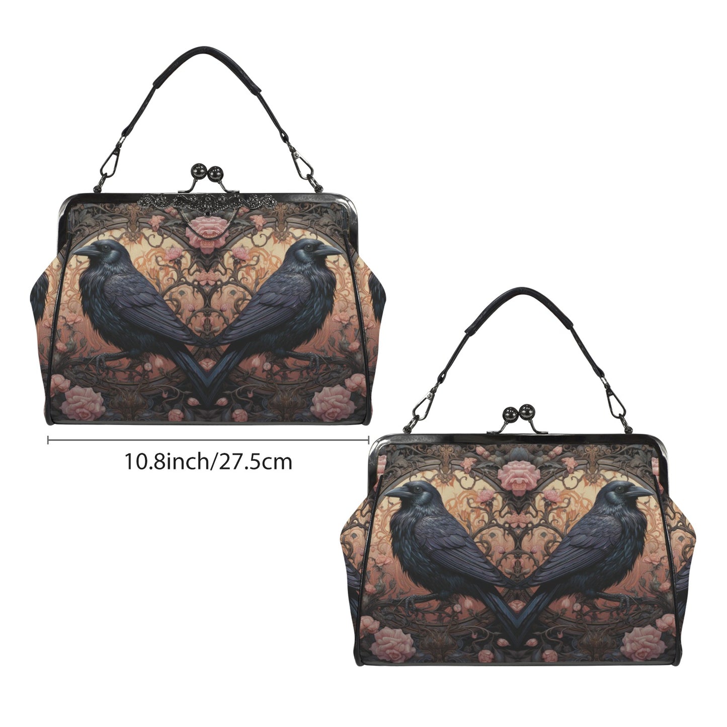 Gothic Ravens & Roses Kisslock Handbag