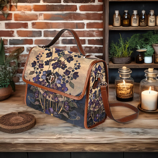 Boho Art Nouveau Nightshade Floral Satchel