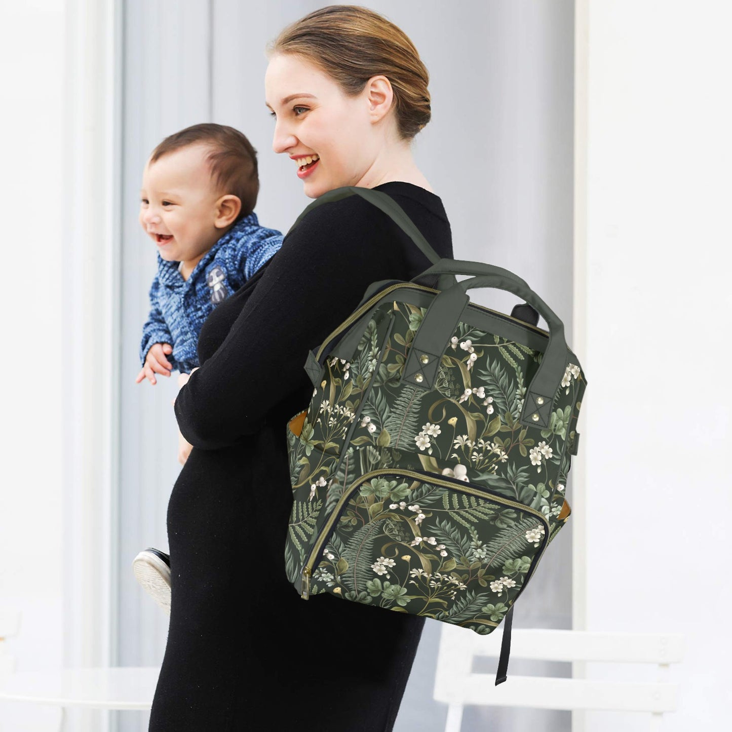 Botanical Forest Ferns & Flowers Diaper Backpack