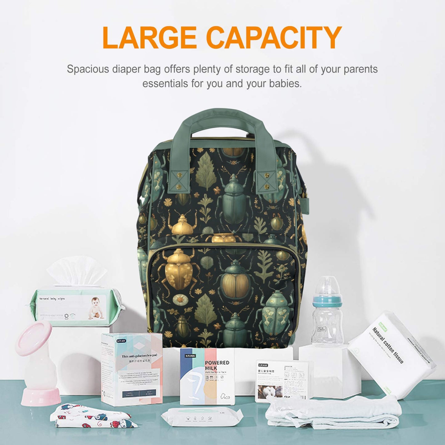 Whimsical Beetles Diaper Bag Backpack