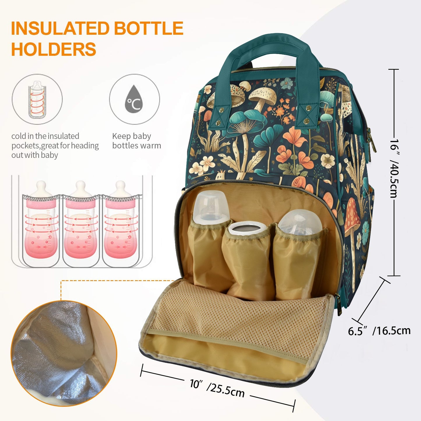 Boho Mushroom Mushroomcore Diaper Backpack