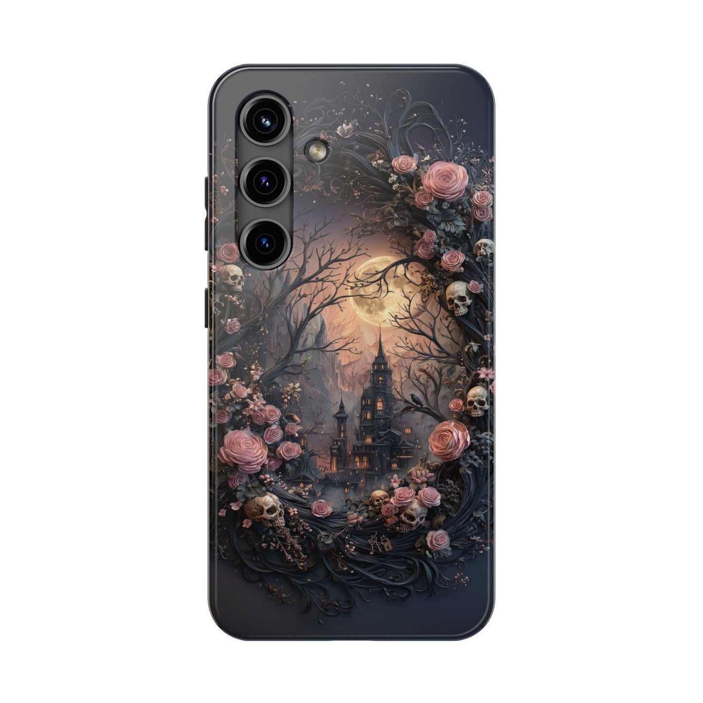 Gothic Castle Roses and Skulls Phone Case