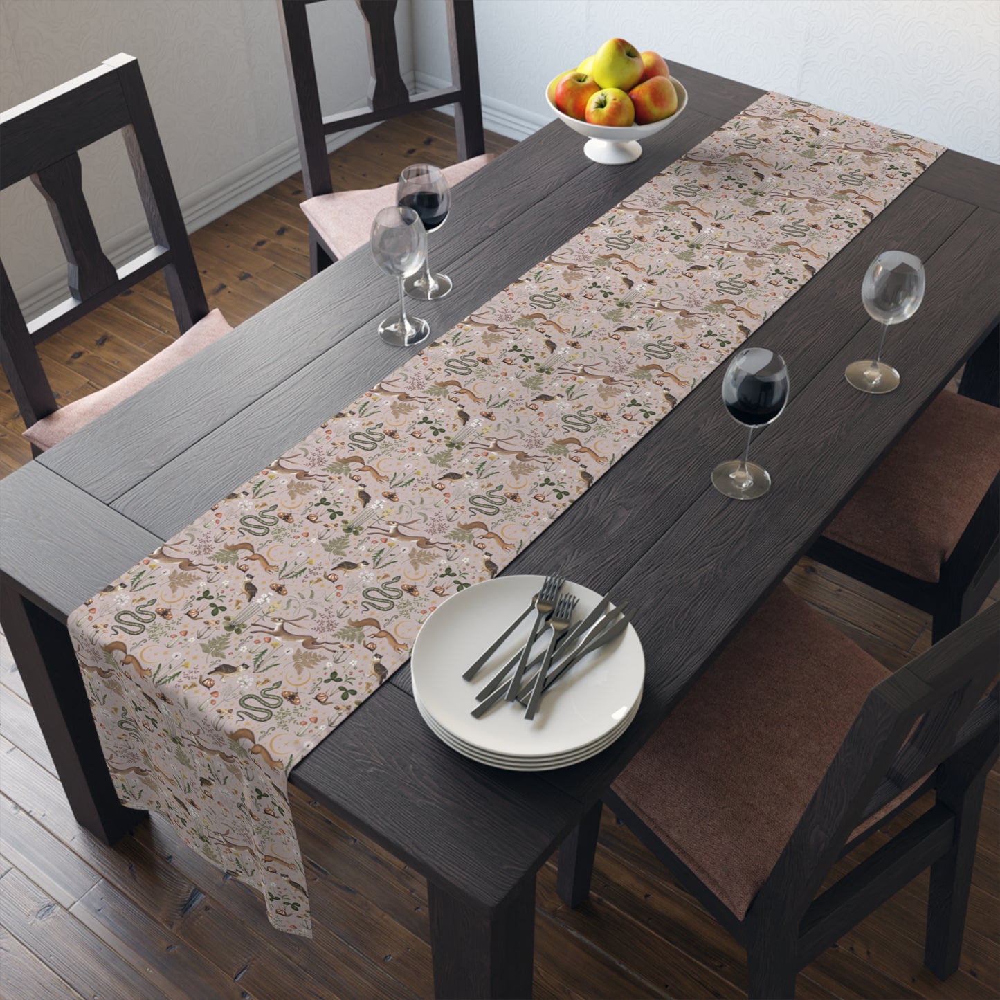 Magic Fairy Forest Taupe Cottagecore Table Runner
