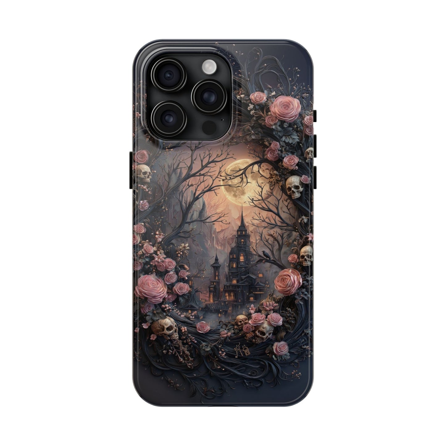 Gothic Castle Roses and Skulls Phone Case