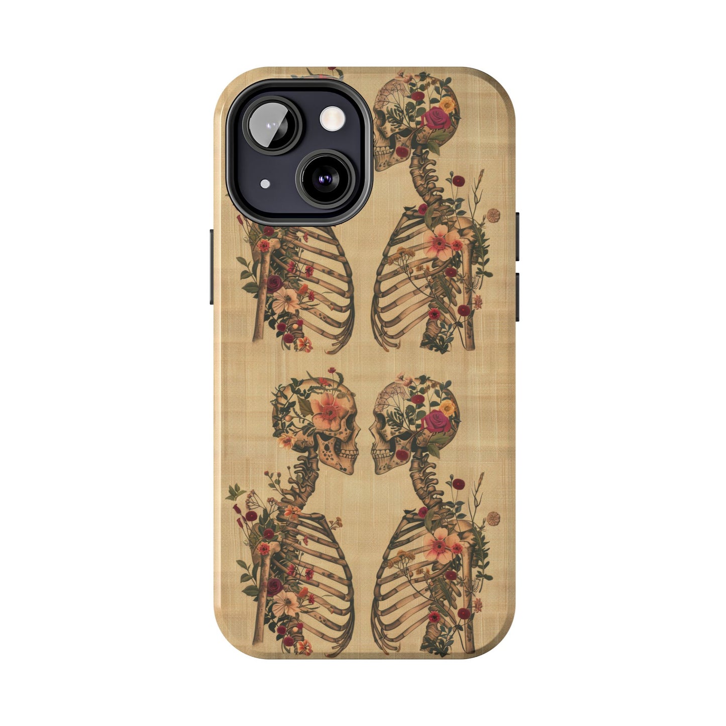 Floral Skeleton Tough Phone Cases, Unique Halloween Accessories, Stylish Gift for Graphic Lovers, Durable and Protective, Boho Chic Design