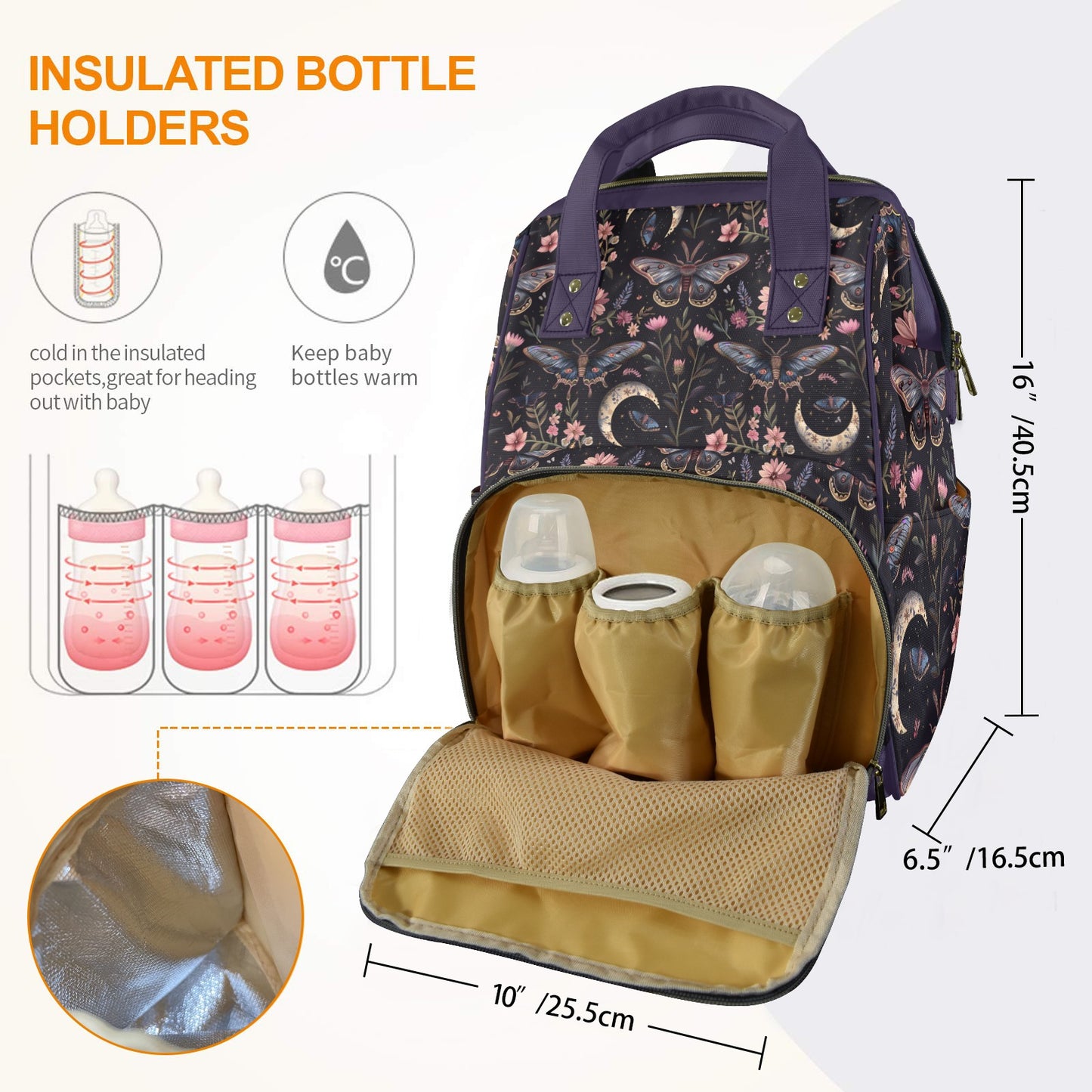 Night Garden Butterflies Moons Diaper Backpack