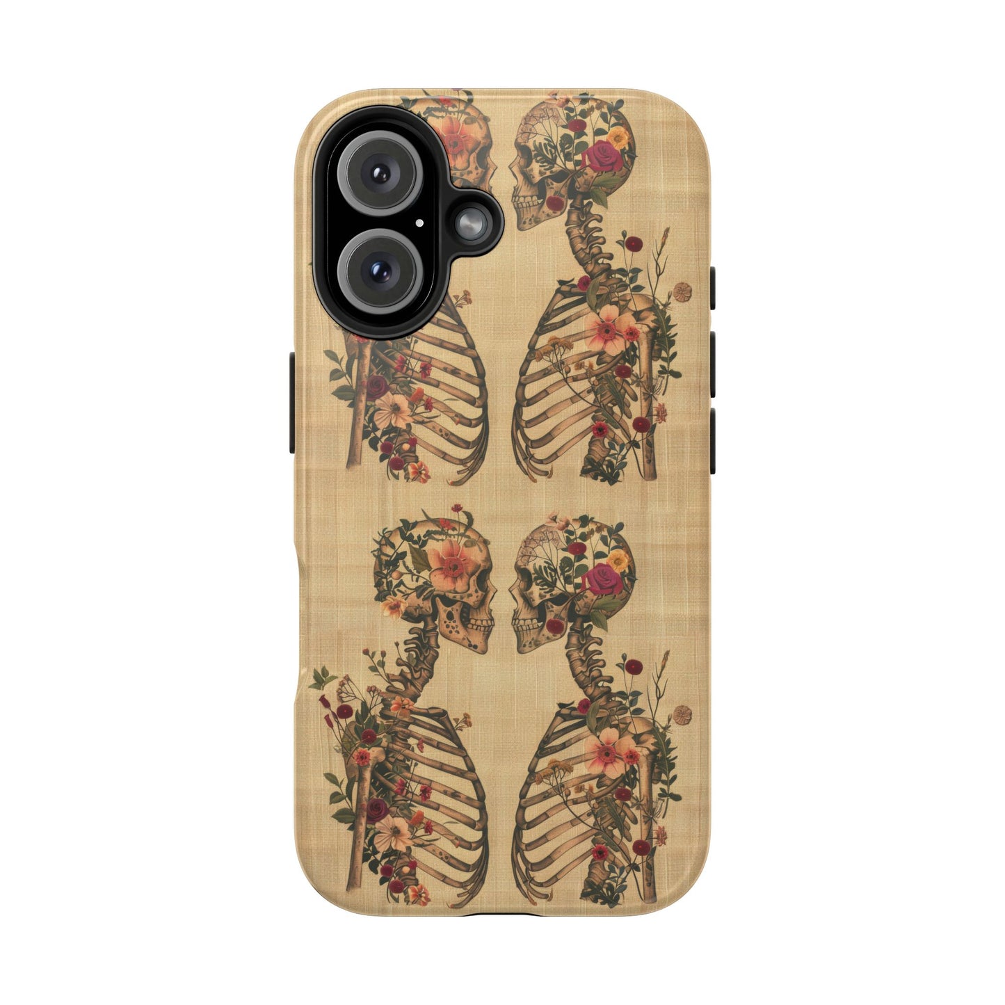 Floral Skeleton Tough Phone Cases, Unique Halloween Accessories, Stylish Gift for Graphic Lovers, Durable and Protective, Boho Chic Design
