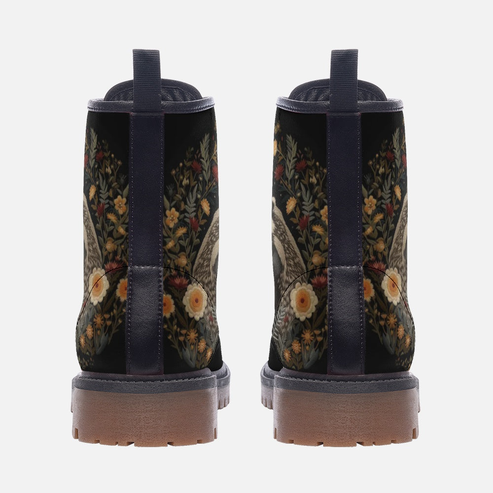 Faux-embroidery Badger & Moon Vegan Boots