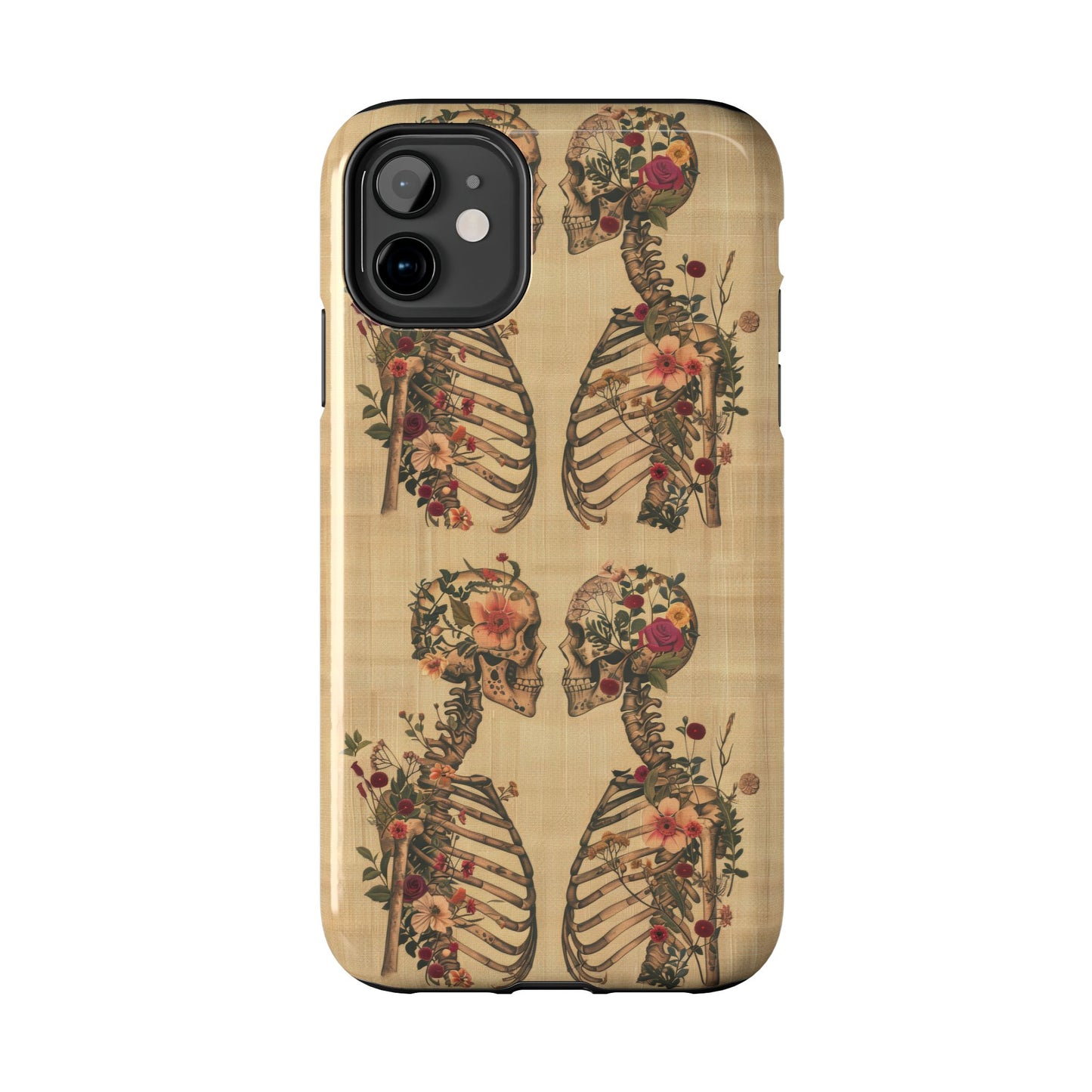 Floral Skeleton Tough Phone Cases, Unique Halloween Accessories, Stylish Gift for Graphic Lovers, Durable and Protective, Boho Chic Design