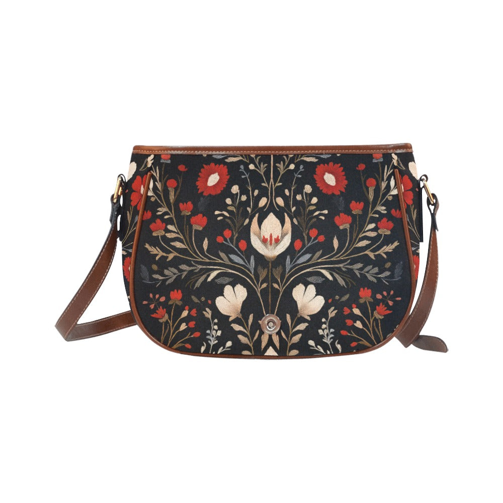 Boho Folk Floral Saddle Bag Purse