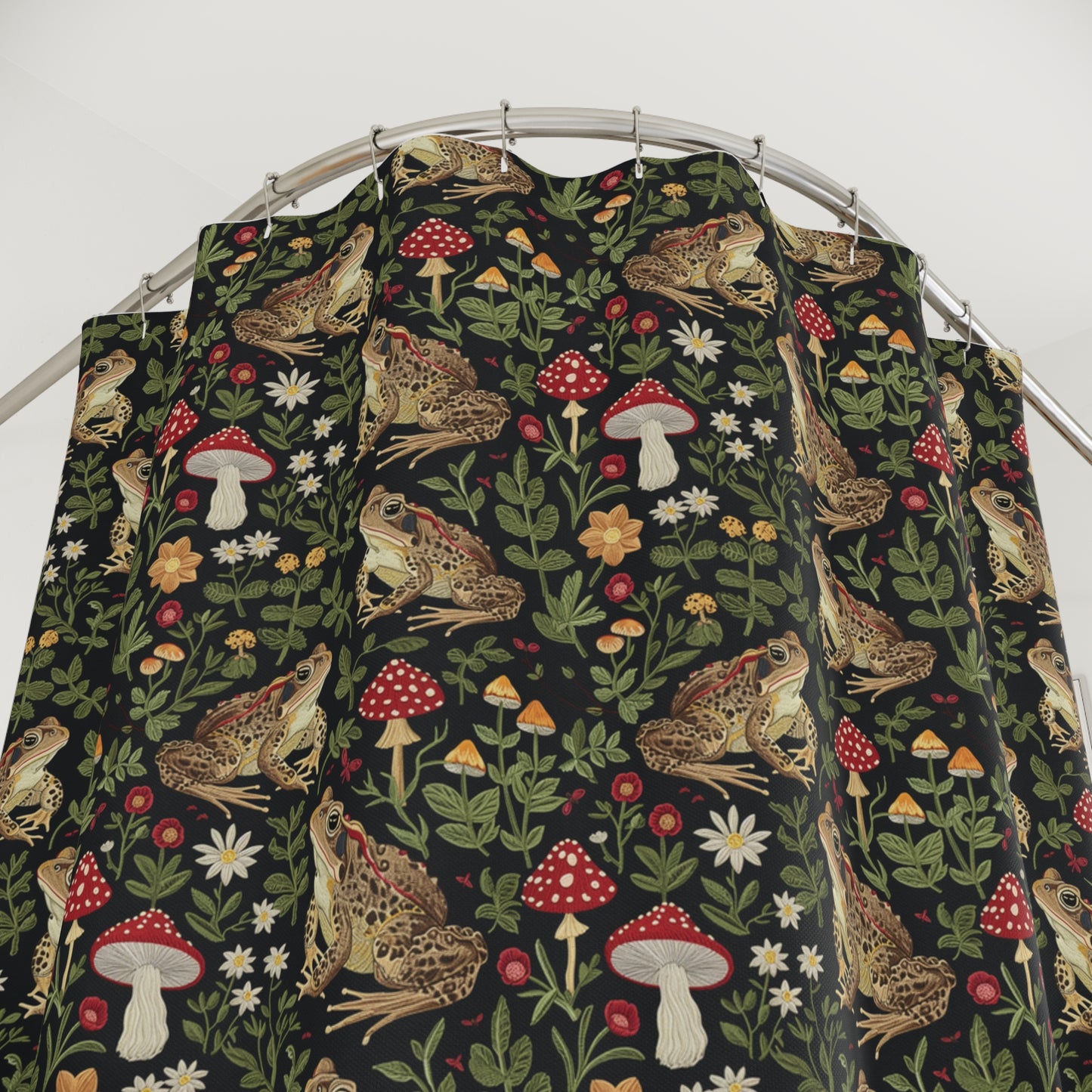 Cottagecore Toad & Mushroom Shower Curtain or Bath Mat