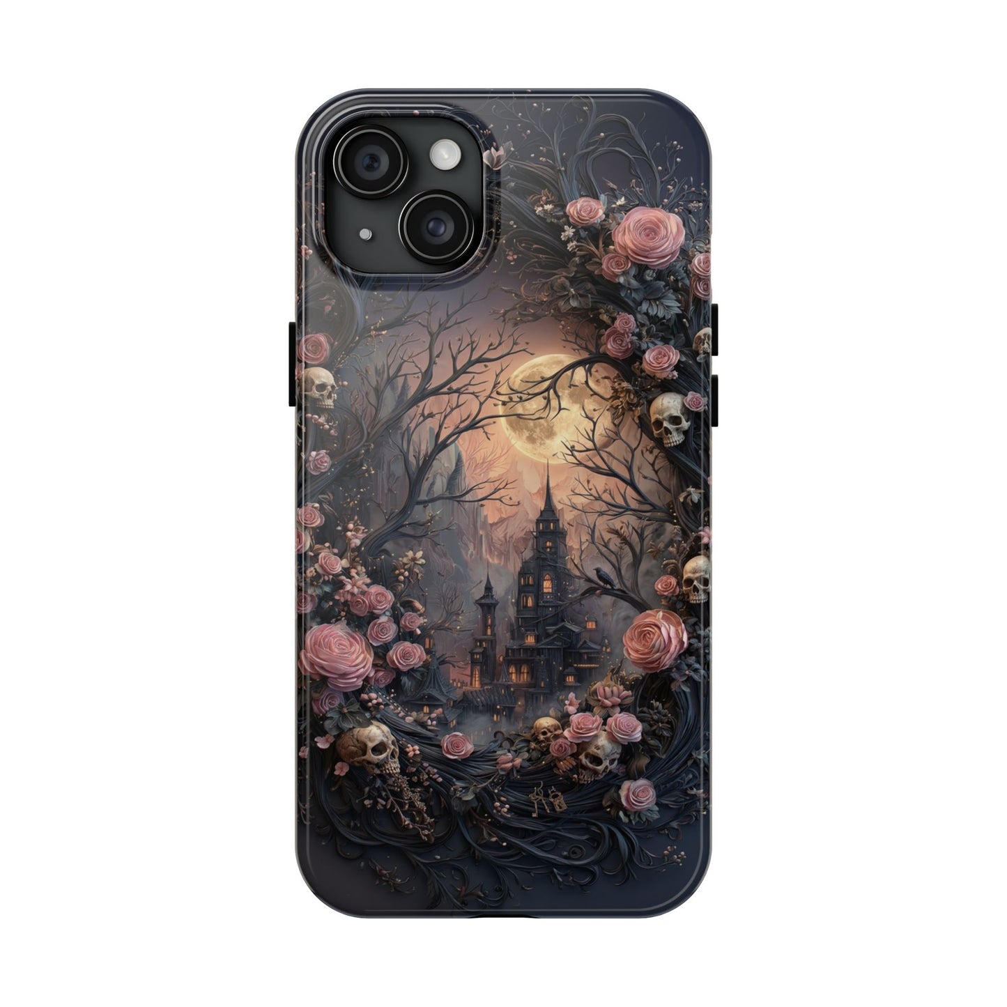 Gothic Castle Roses and Skulls Phone Case